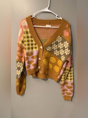 Cozy Patchwork V-Neck Cardigan Sweater